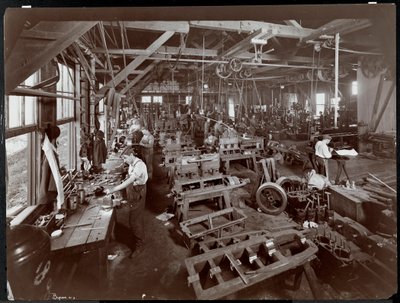 Interior view of the New York Yacht, Launch and Engine Co. on the Harlem River, New York, 1905 by Byron Company